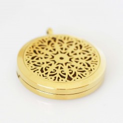 Perfume/Essential Oil Locket - Mandala Design - Gold Tone